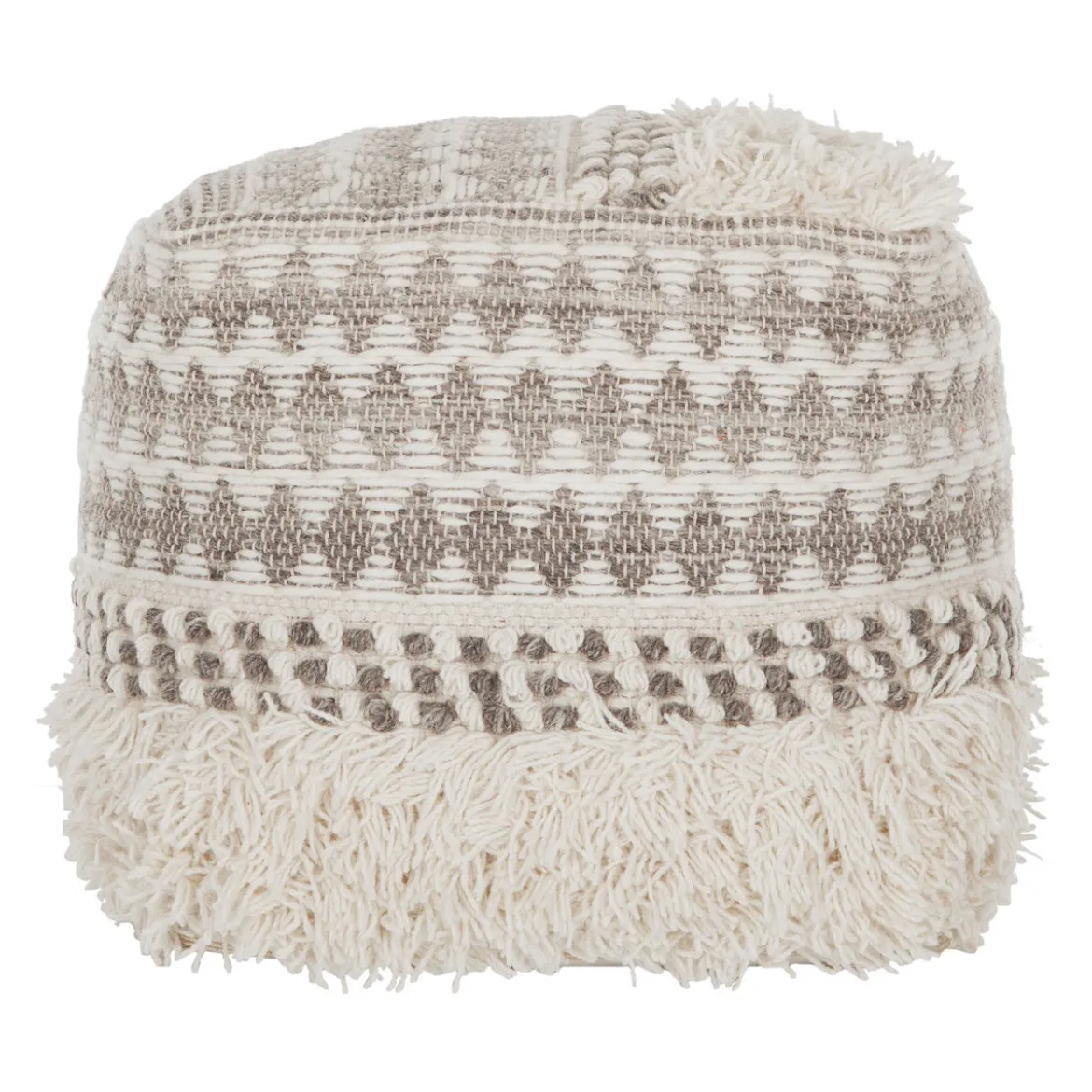 Vierkante poef beige wol - Must Living Aura
