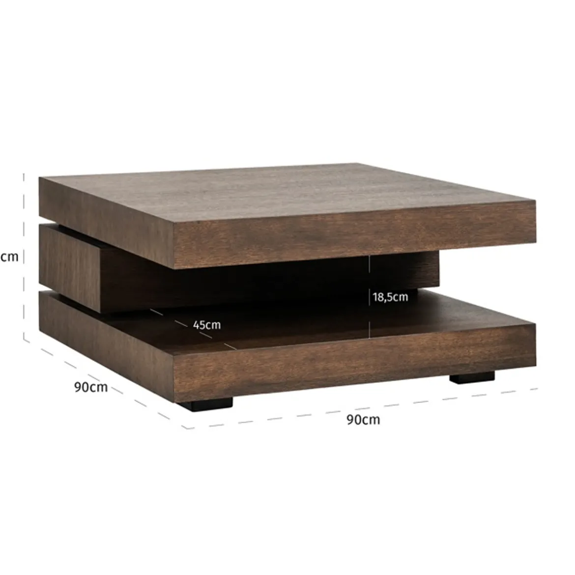 Vierkante salontafel bruin eiken - Richmond Interiors Oakura Brown