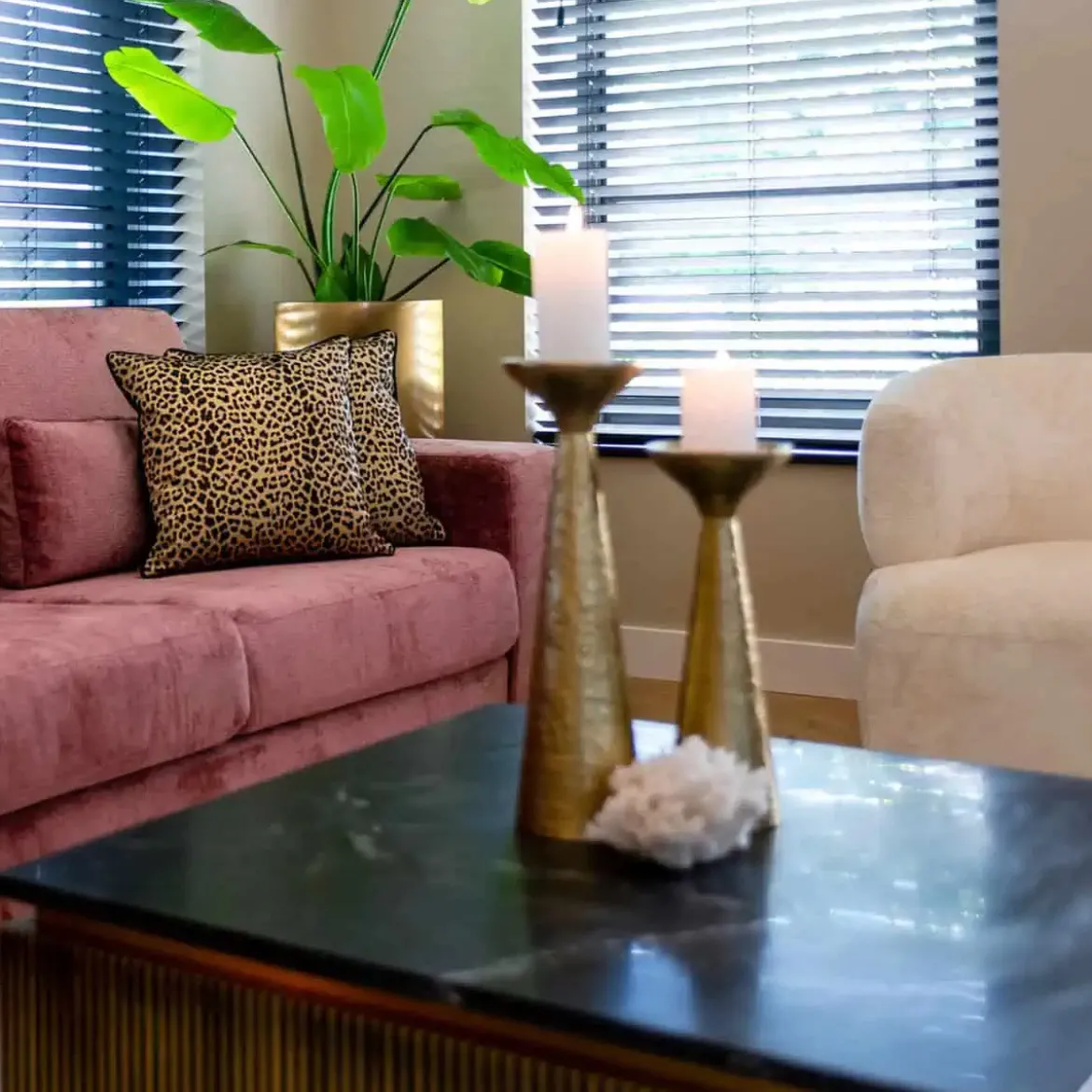 Vierkante salontafel goud met marmer - Richmond Interiors Ironville