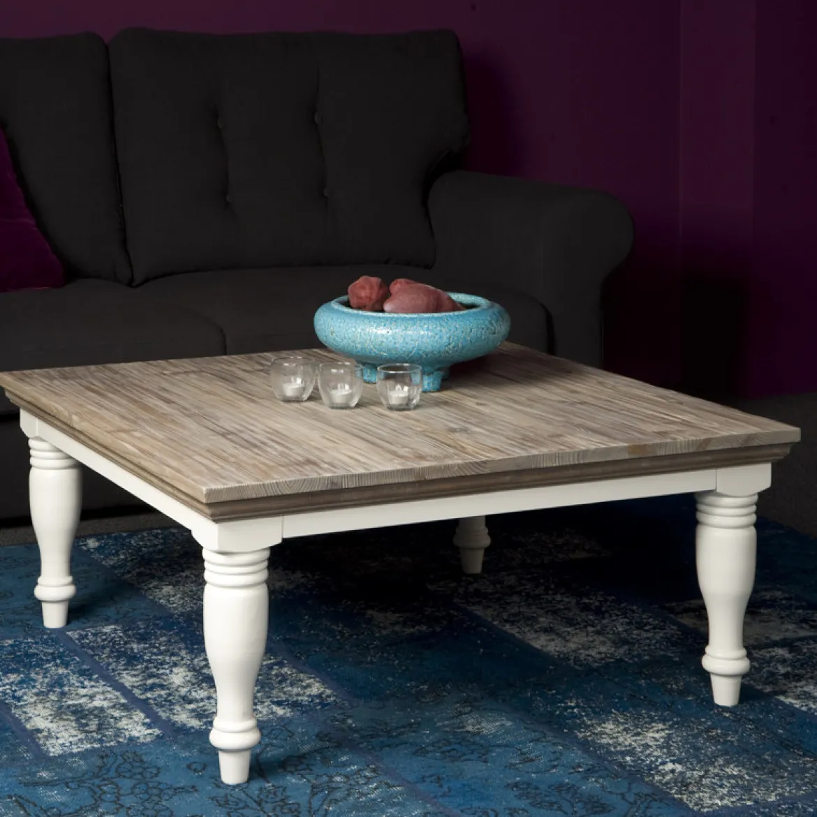 Vierkante salontafel landelijk grijs - Tower Living Fleur