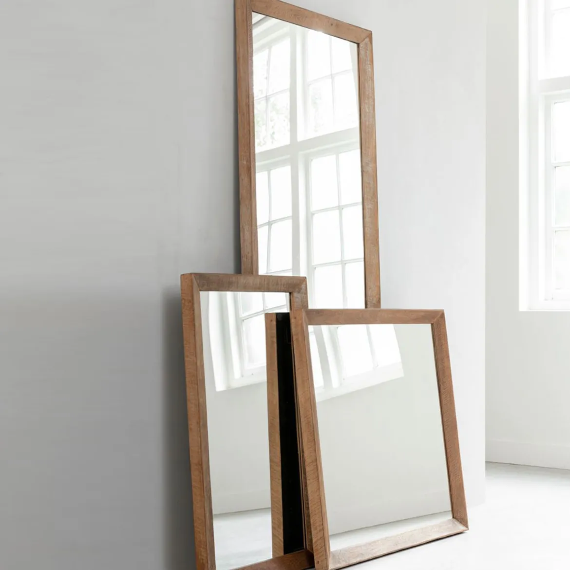 Vierkante spiegel teakhout 80 cm - DTP Home Metropole