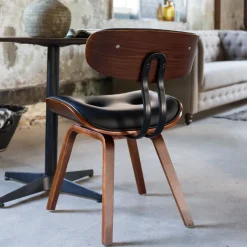 Vintage stoel leer - Dutchbone Blackwood