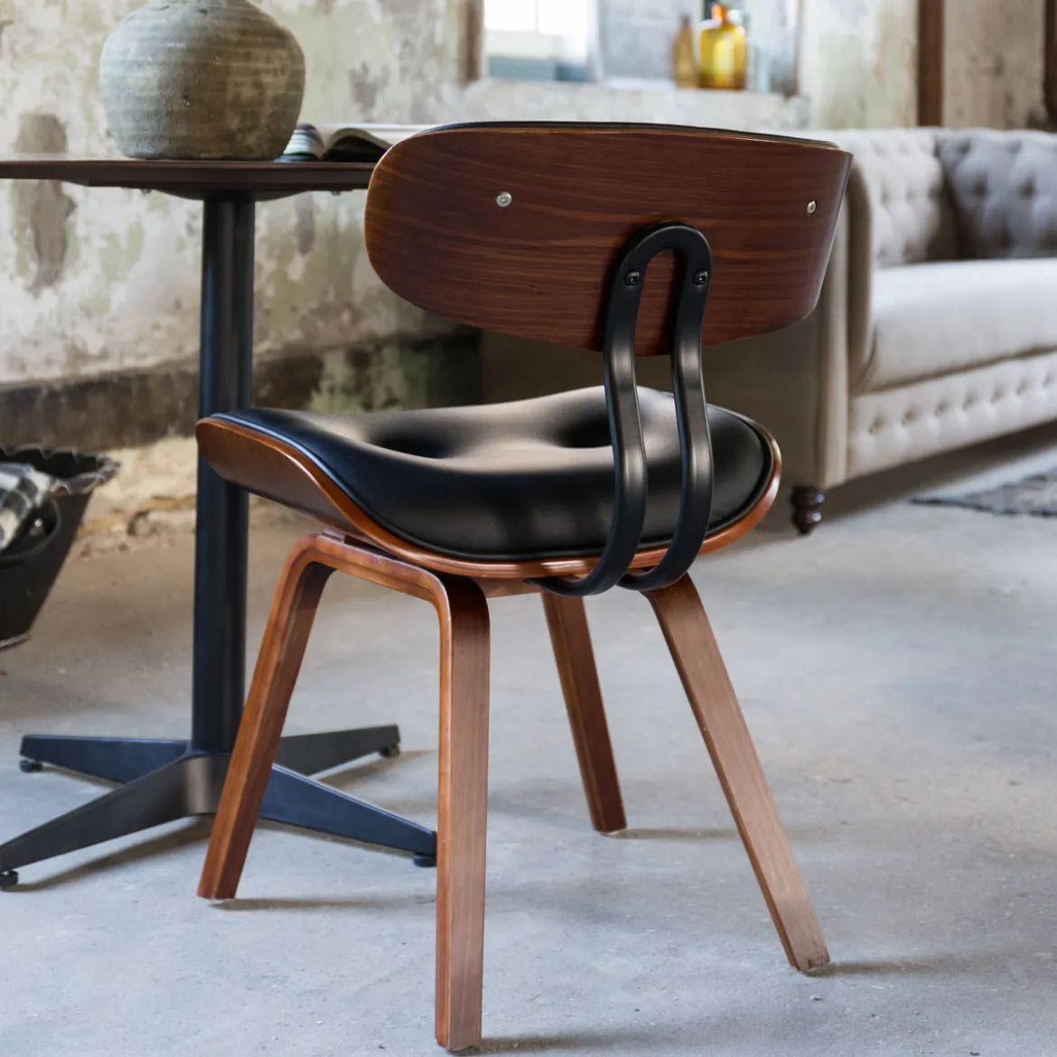 Vintage stoel leer - Dutchbone Blackwood