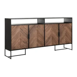 Visgraat dressoir zwart teak - DTP Home Criss Cross