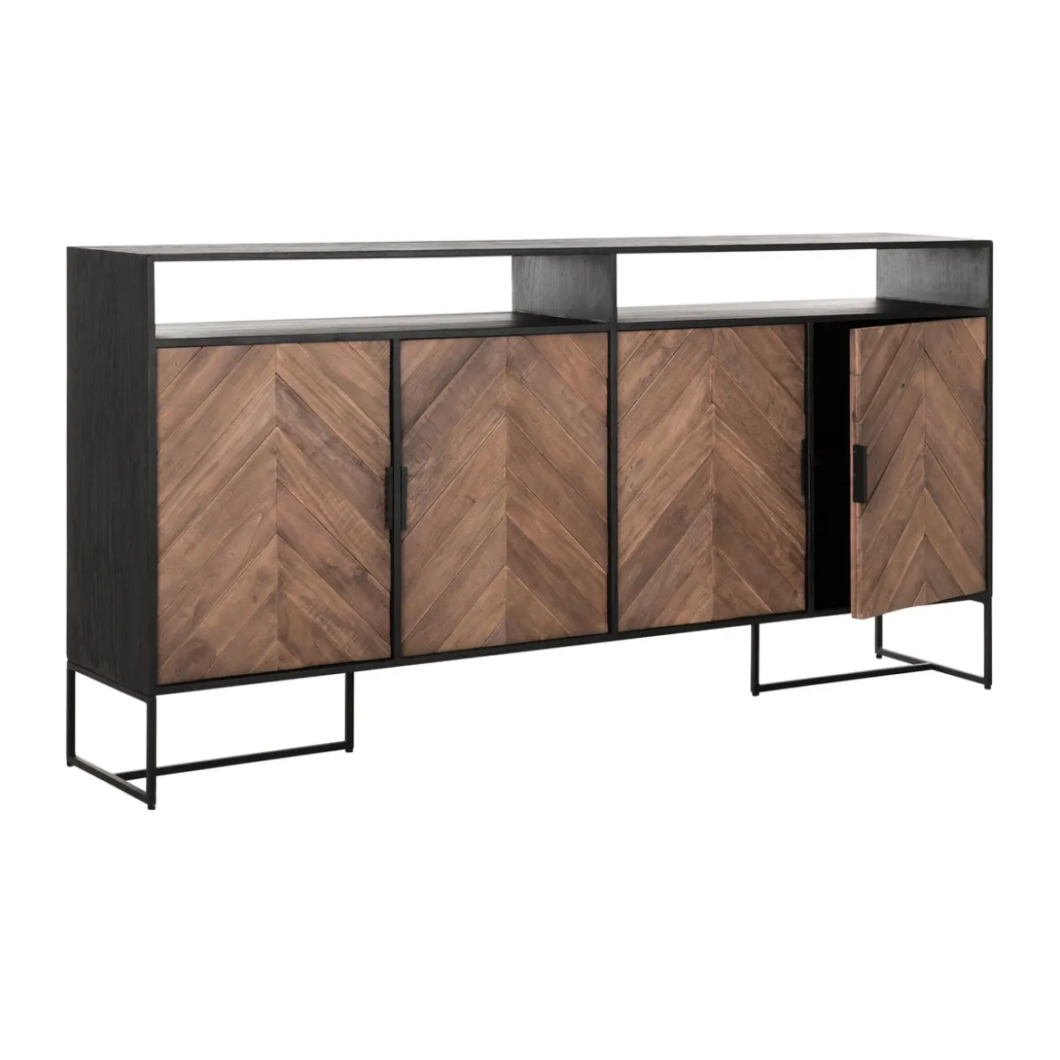 Visgraat dressoir zwart teak - DTP Home Criss Cross