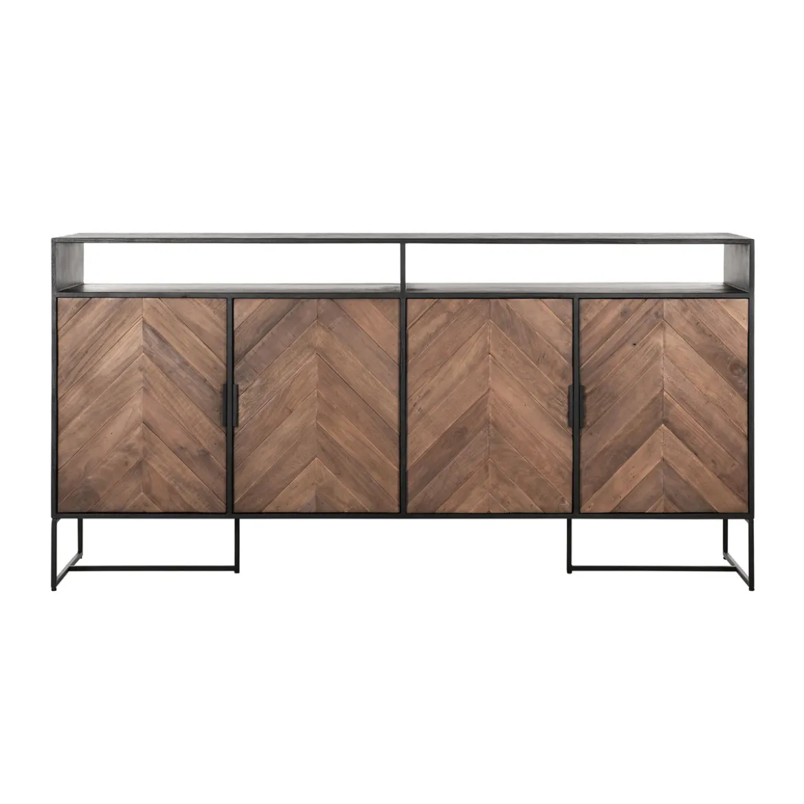 Visgraat dressoir zwart teak - DTP Home Criss Cross