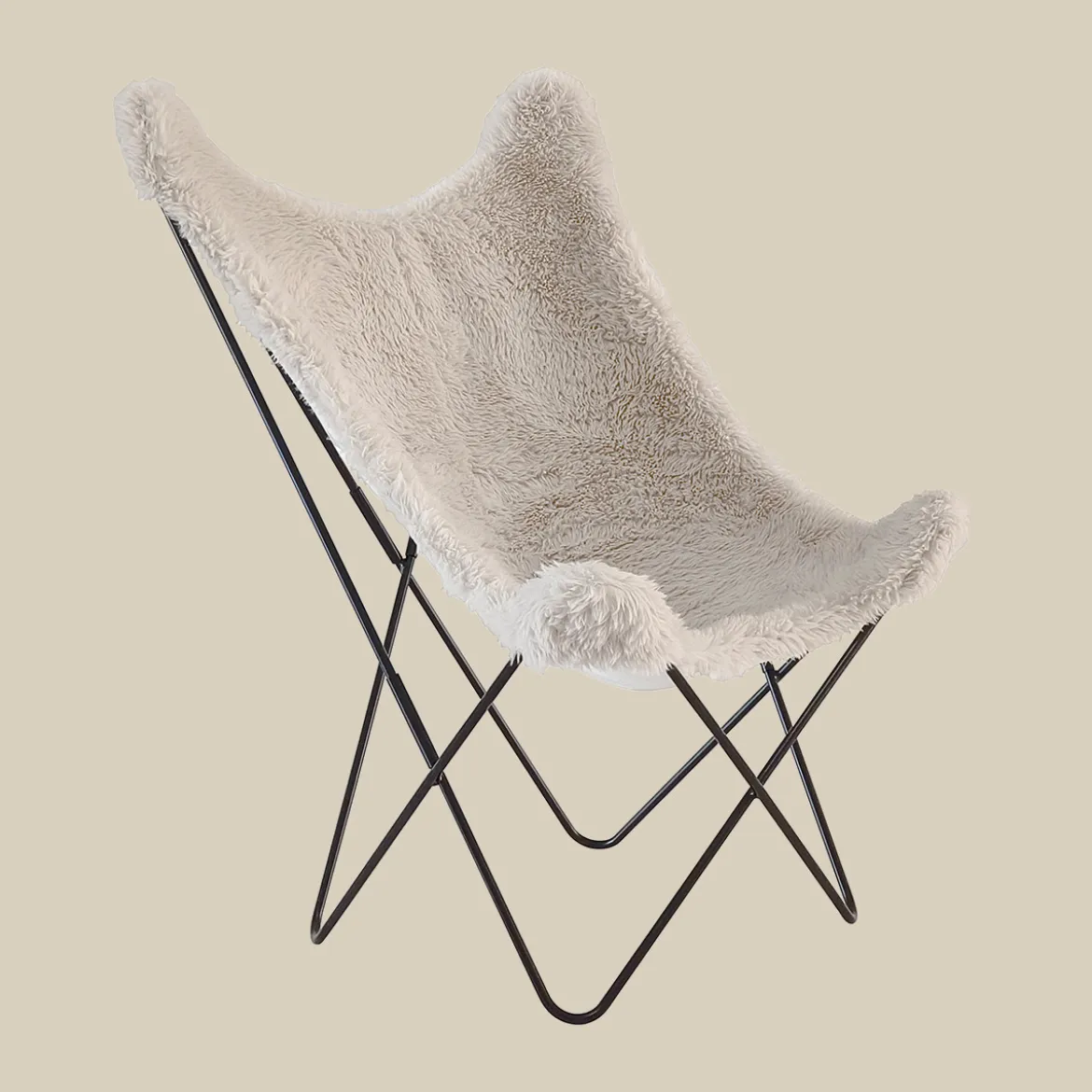 Vlinderstoel creme vacht - Bodio Butterfly