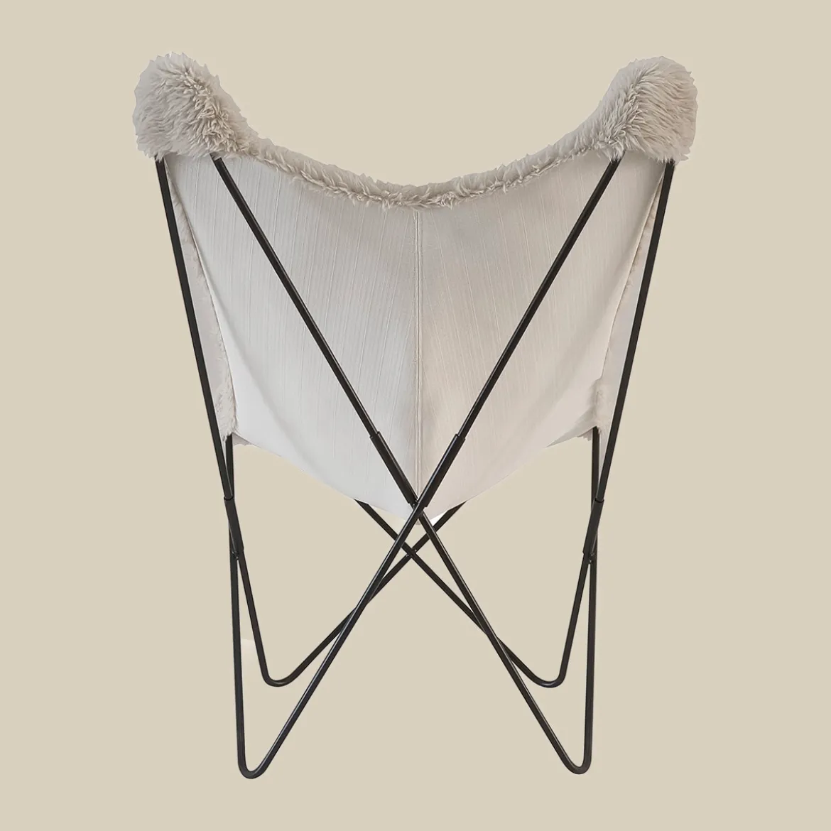 Vlinderstoel creme vacht - Bodio Butterfly