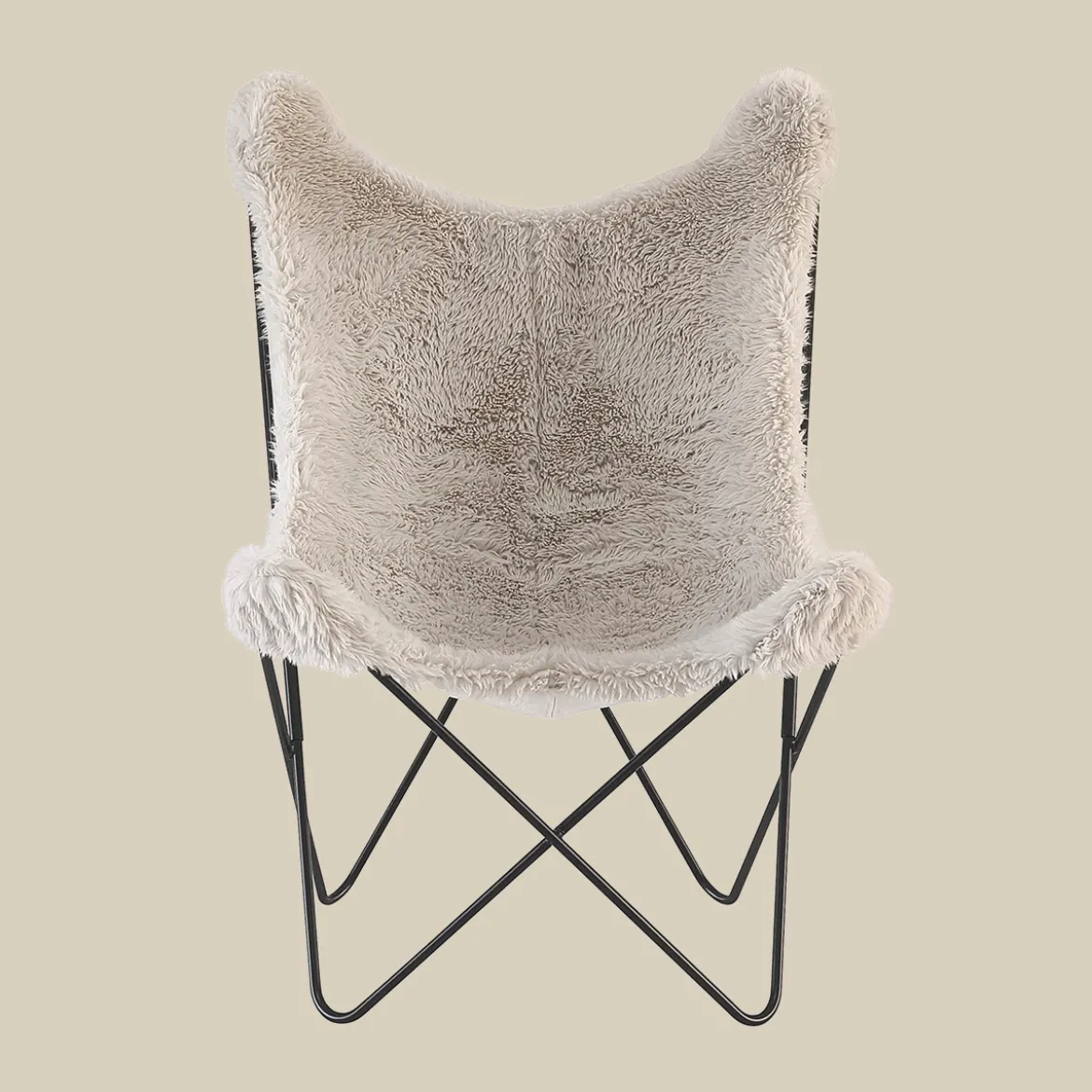Vlinderstoel creme vacht - Bodio Butterfly