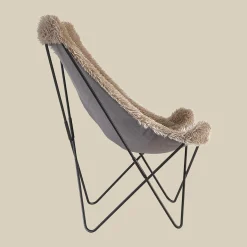 Vlinderstoel taupe bont - Bodio Butterfly