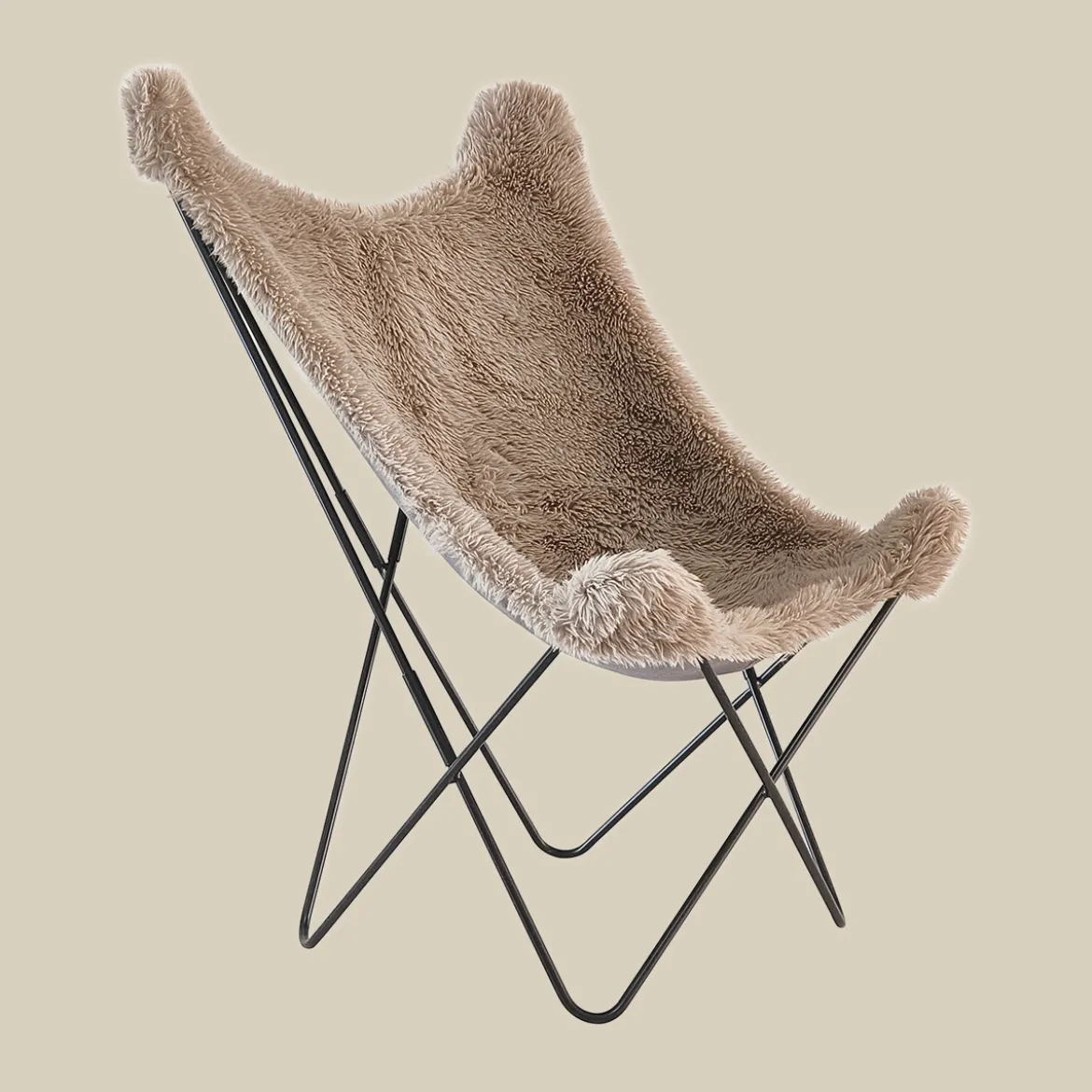 Vlinderstoel taupe bont - Bodio Butterfly