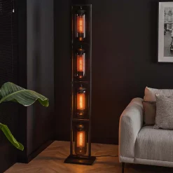 Vloerlamp 4L metaal en rookglas - Santa Tower Smoke Glass