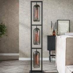 Vloerlamp 3L metaal en rookglas - Santa Tower Smoke Glass