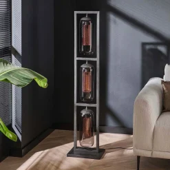 Vloerlamp 3L metaal en rookglas - Santa Tower Smoke Glass