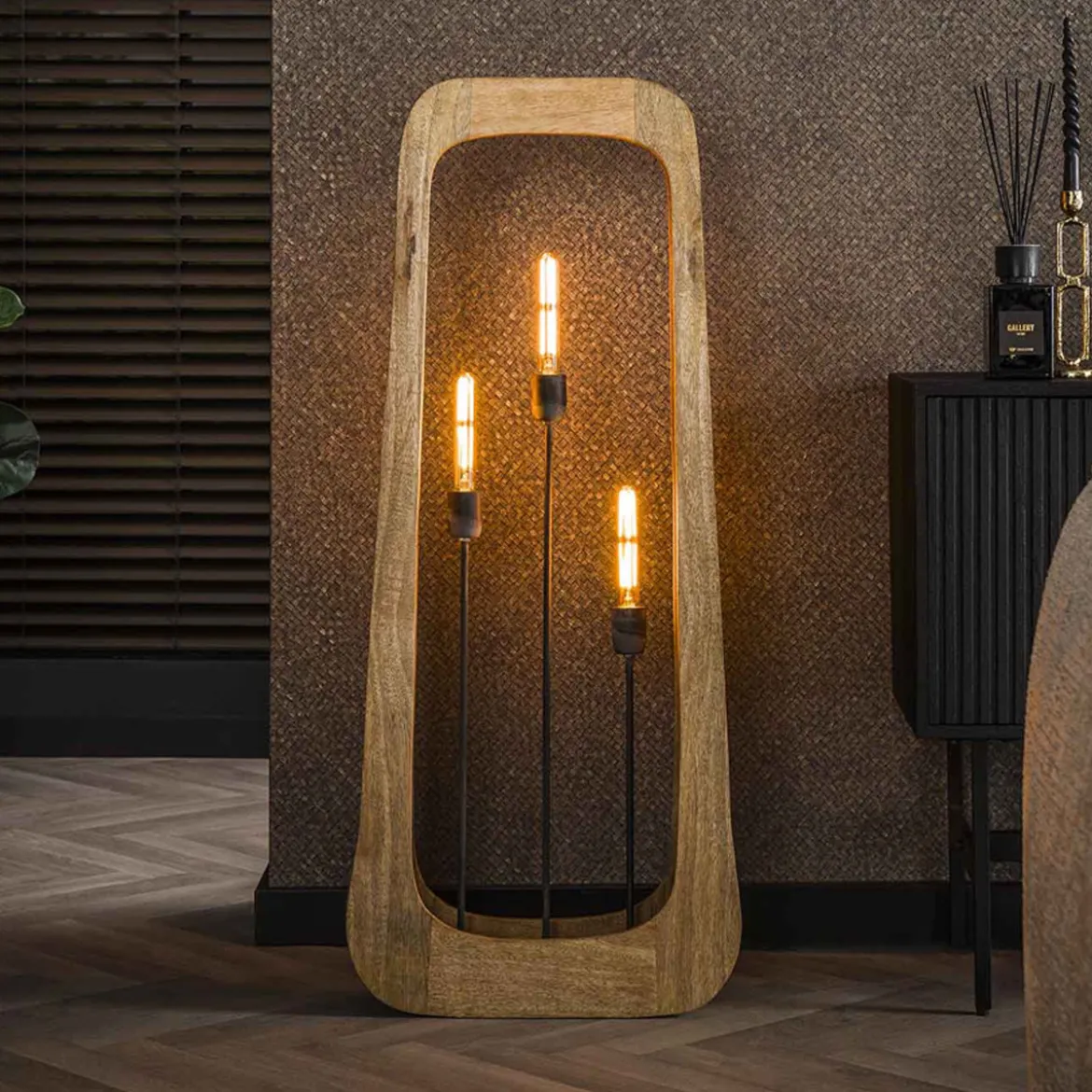 Vloerlamp mangohout 3 lichts - Santa Bray