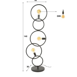 Vloerlamp metalen ringen - Santa Loop