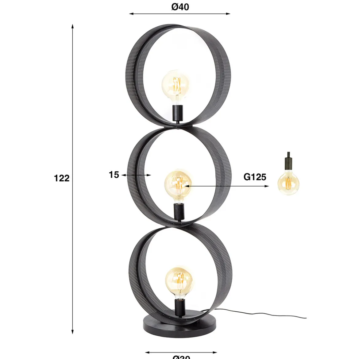 Vloerlamp rond metaal gaas - Santa Ring