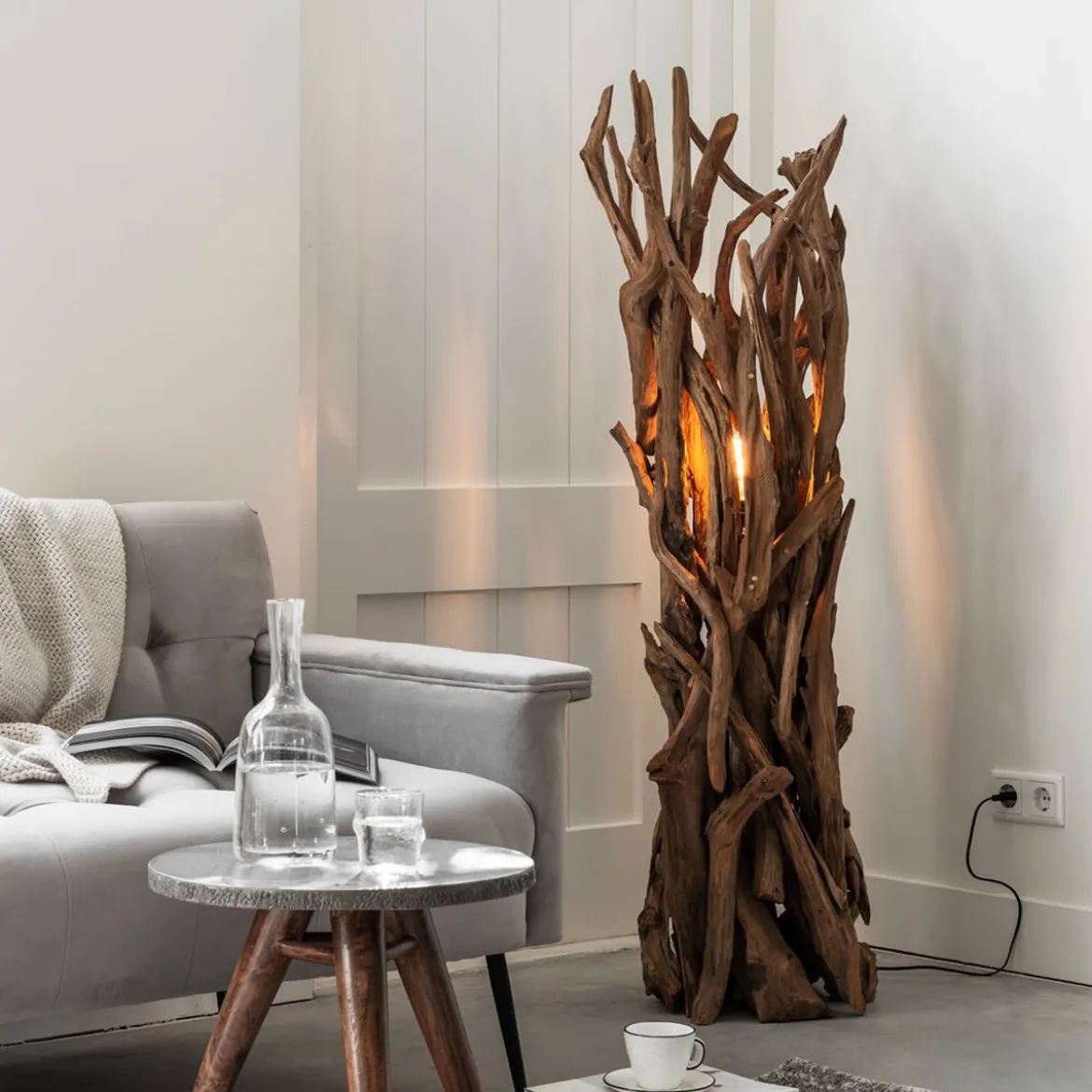 Vloerlamp teak hout takken - Must Living Spot