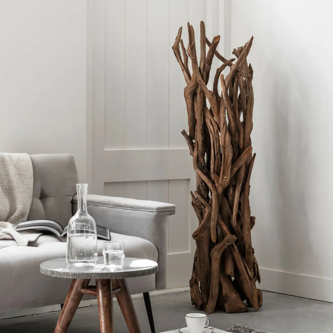 Vloerlamp teak hout takken - Must Living Spot