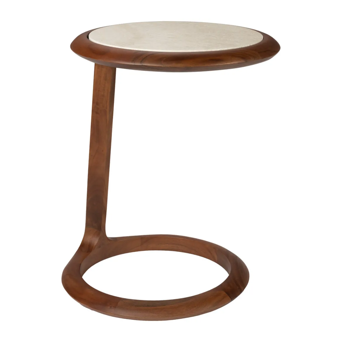 Walnoot bijzettafel met travertin - Zuiver Doppio