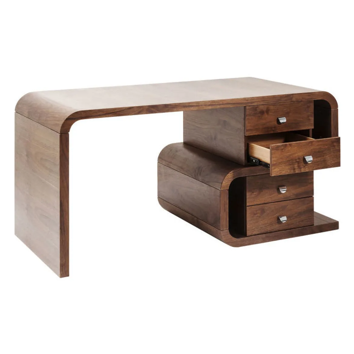 Walnoot design bureau met lades - Kare Design Snake
