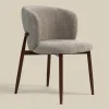 Walnoot eetkamerstoel met ronde rug beige - Bodio Maeve