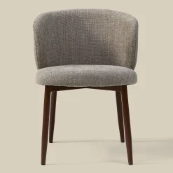 Walnoot eetkamerstoel met ronde rug beige - Bodio Maeve