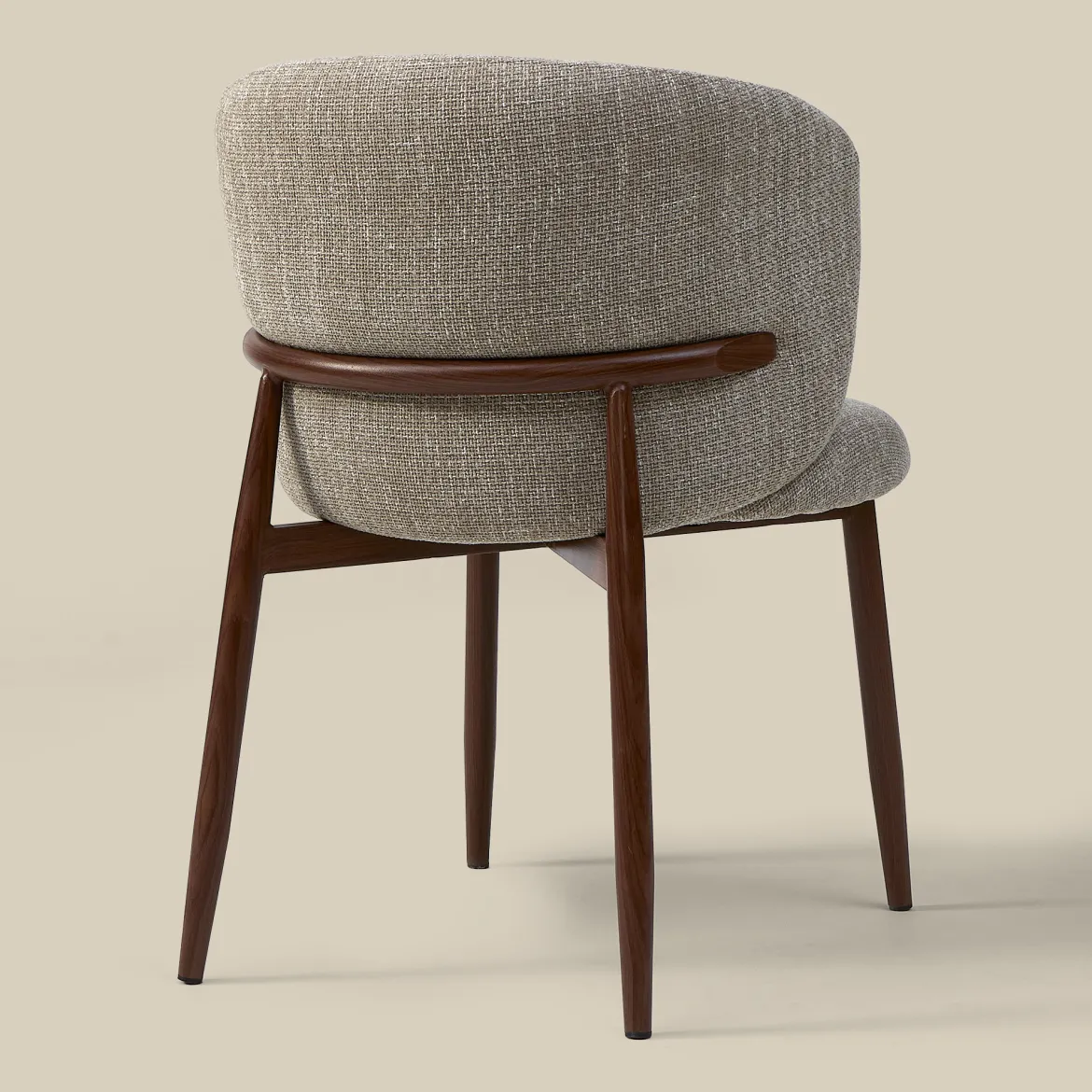 Walnoot eetkamerstoel met ronde rug beige - Bodio Maeve
