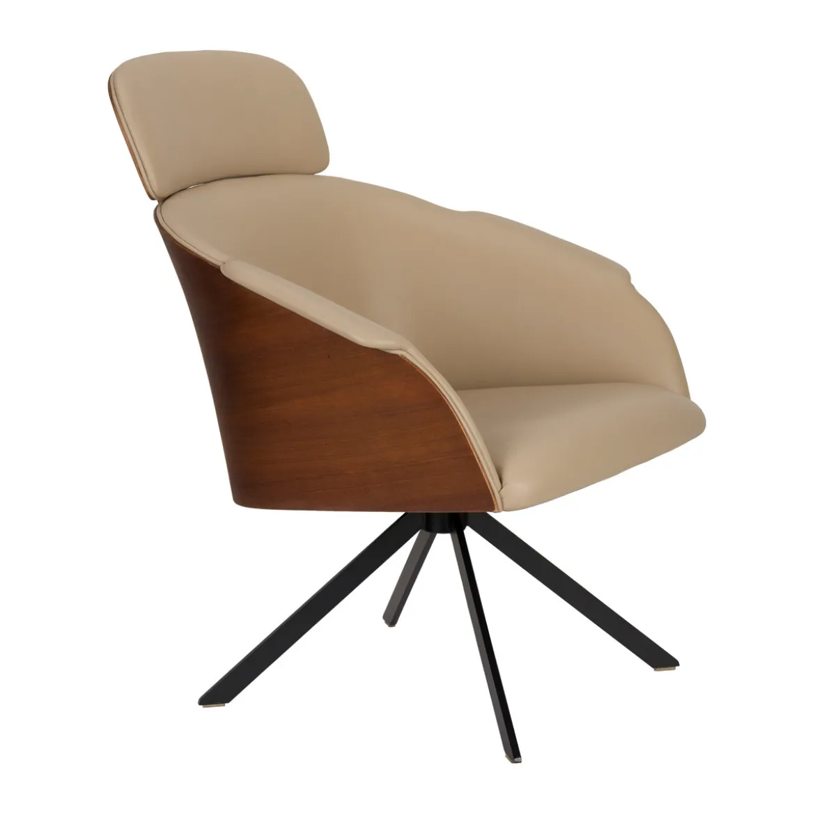 Walnoot loungestoel leatherlook - Zuiver Frie