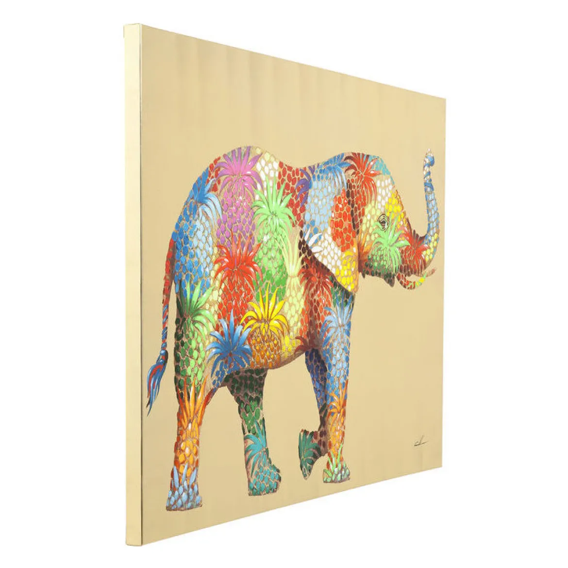 Wanddecoratie van kleurrijke olifant - Kare Design Touched