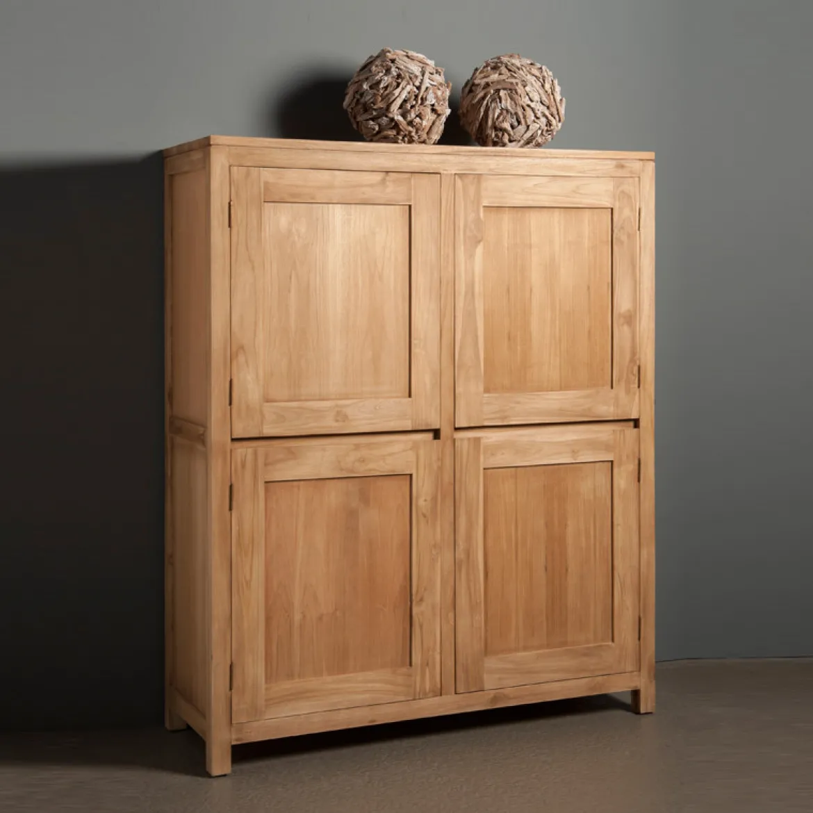 Wandkast teakhout met 4 deuren - Tower Living Corona