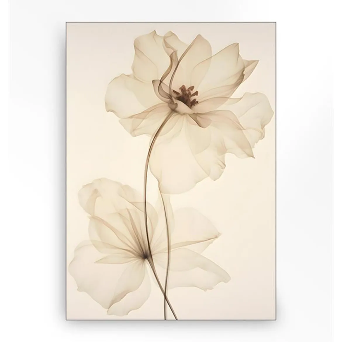 Wandkleed in frame - Urban Cotton White Flowers