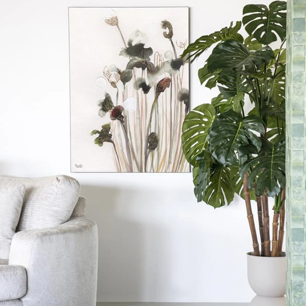 Wandkleed in frame - Urban Cotton Pastel Flowers 2