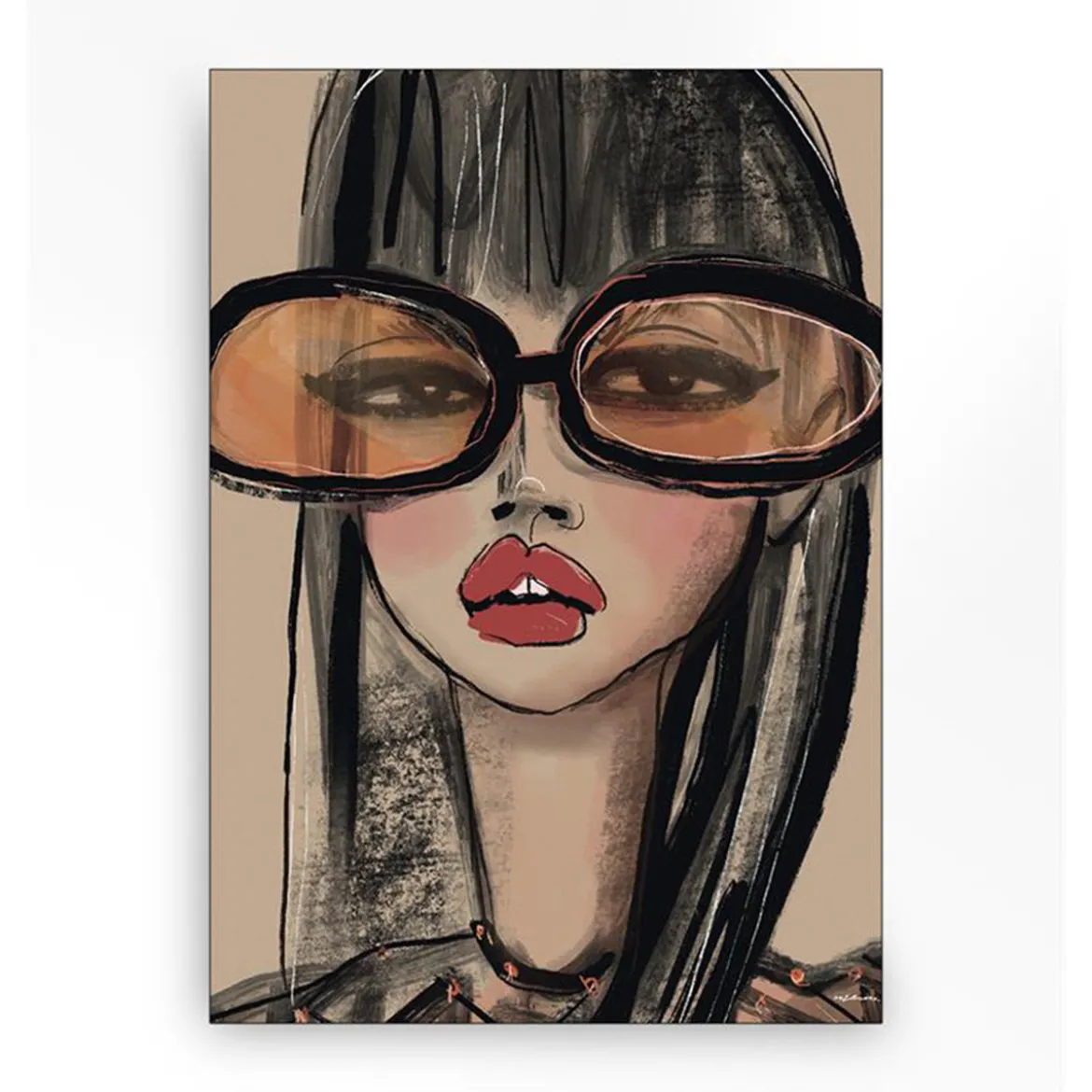 Wandkleed in frame - Urban Cotton Sunny Orange