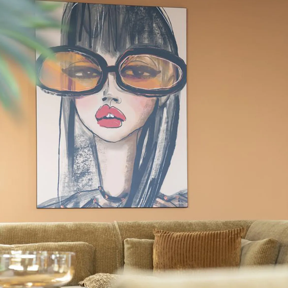 Wandkleed in frame - Urban Cotton Sunny Orange