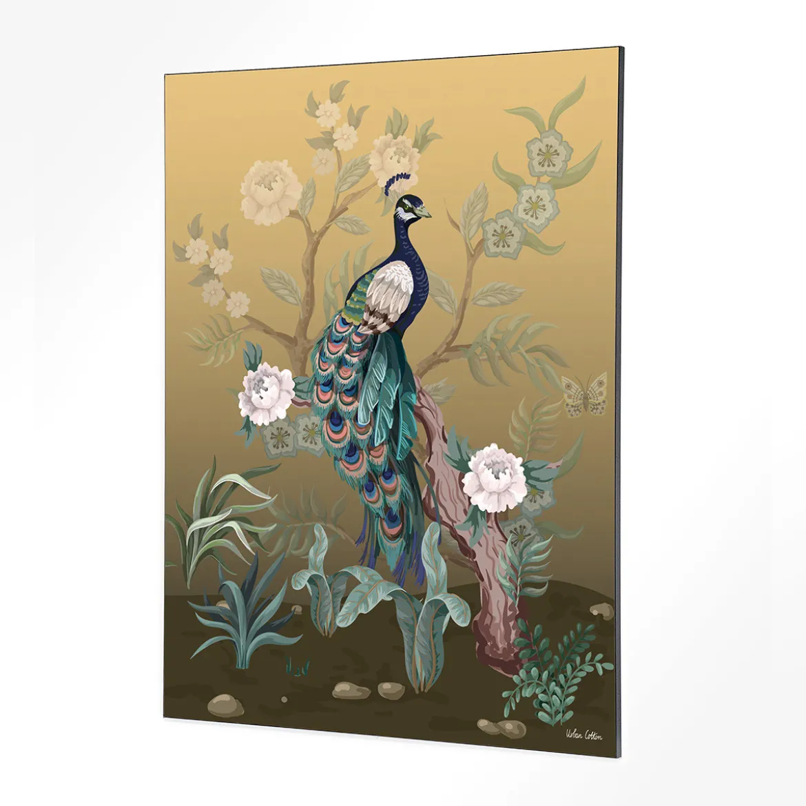 Wandkleed in frame - Urban Cotton Peacock