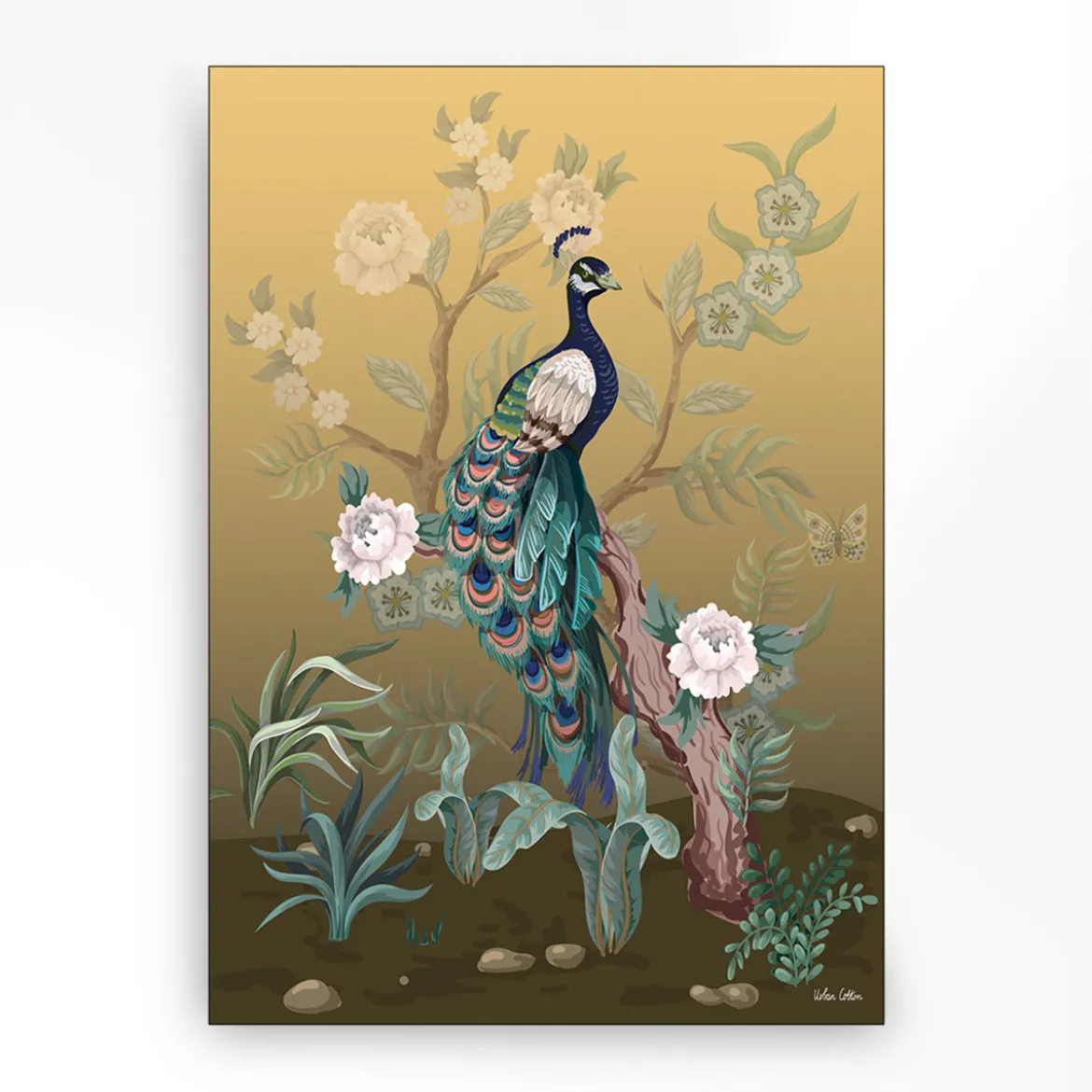 Wandkleed in frame - Urban Cotton Peacock