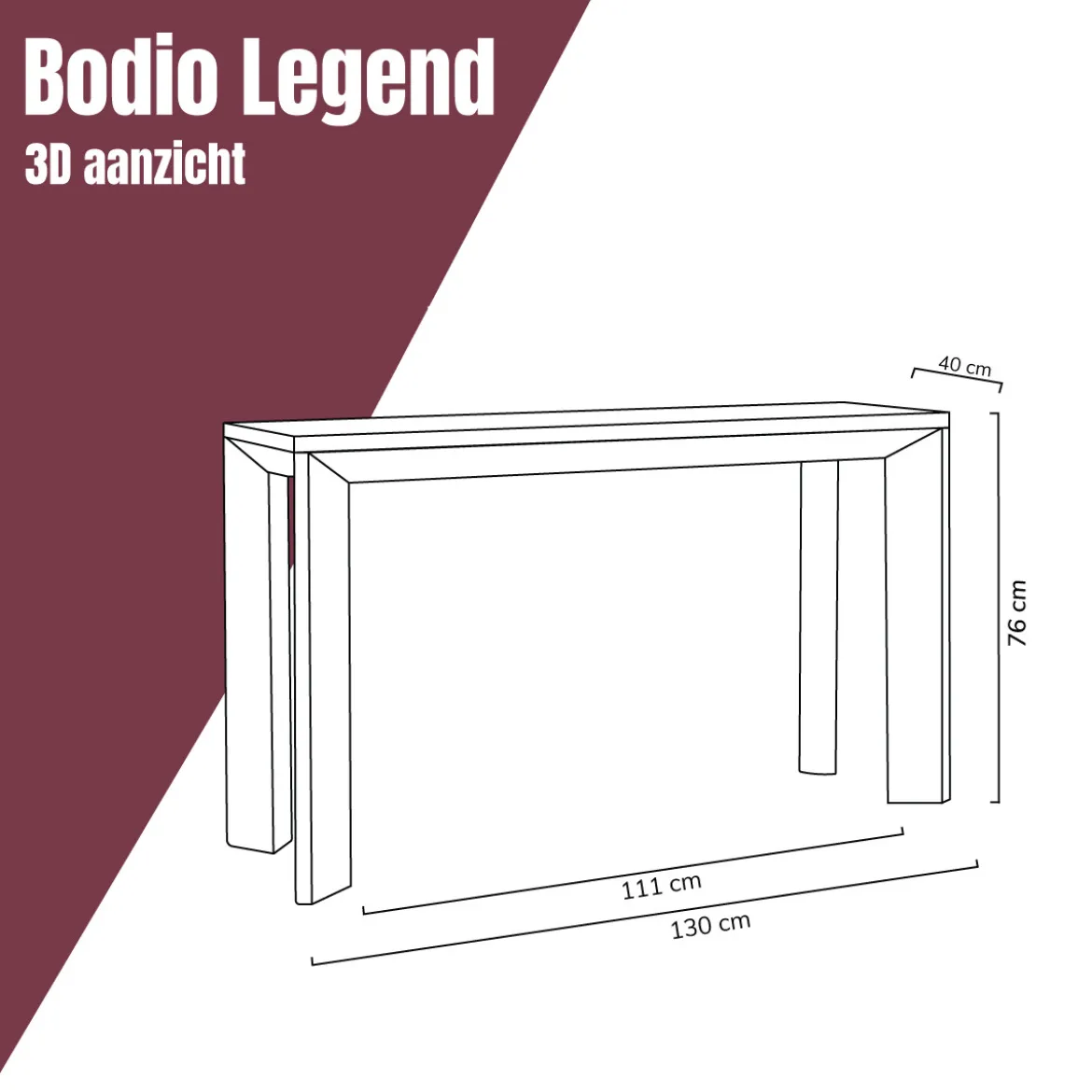 Wandtafel bruin hout - Bodio Legend