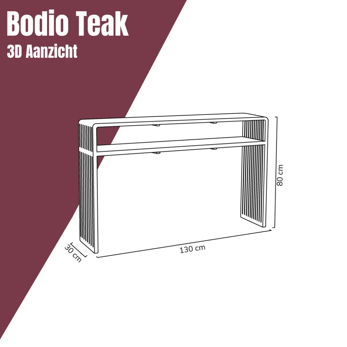 Wandtafel zwarte teak latjes - Bodio Teak Slats