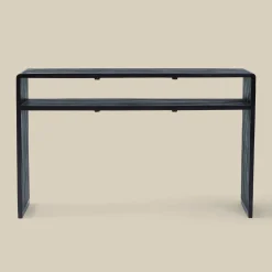 Wandtafel zwarte teak latjes - Bodio Teak Slats