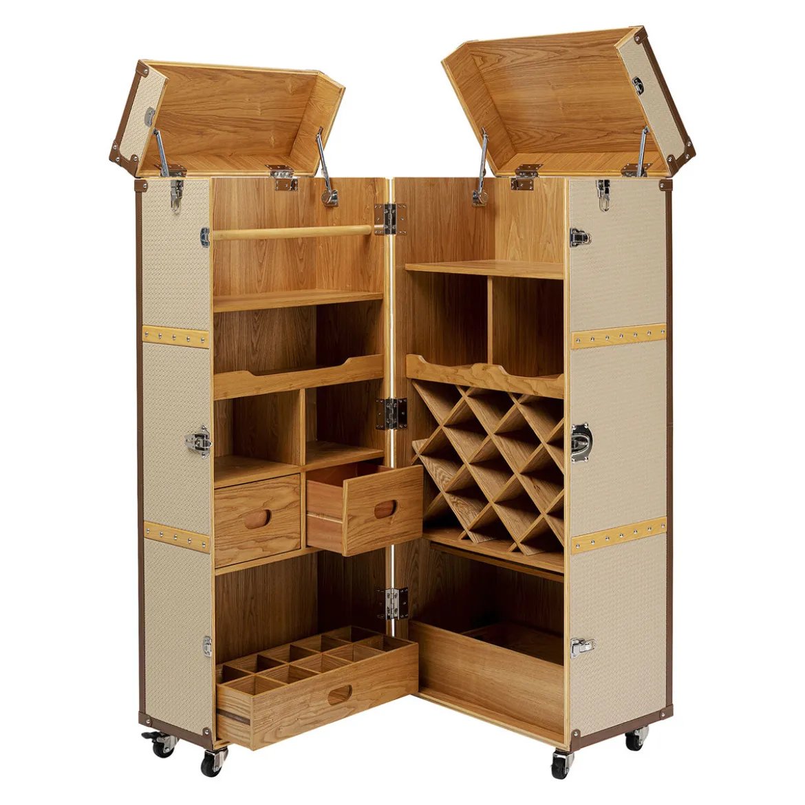 Wijnkast koffer op wielen - Kare Design Venezia
