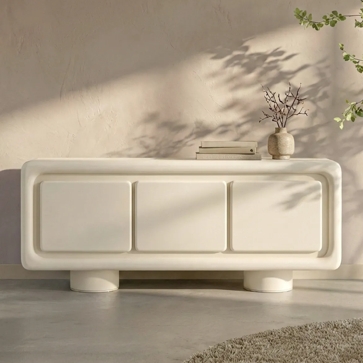 Wit dressoir organisch betonlook - Bodio Bali