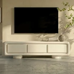 Wit tv-meubel organisch betonlook - Bodio Bali