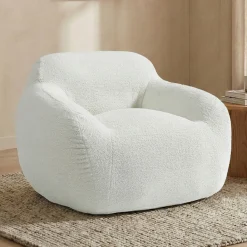 Zachte fauteuil creme stof - Bodio Fluff