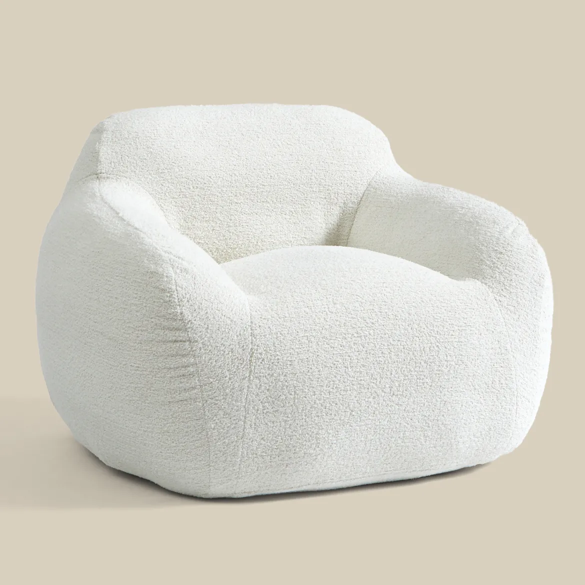 Zachte fauteuil creme stof - Bodio Fluff