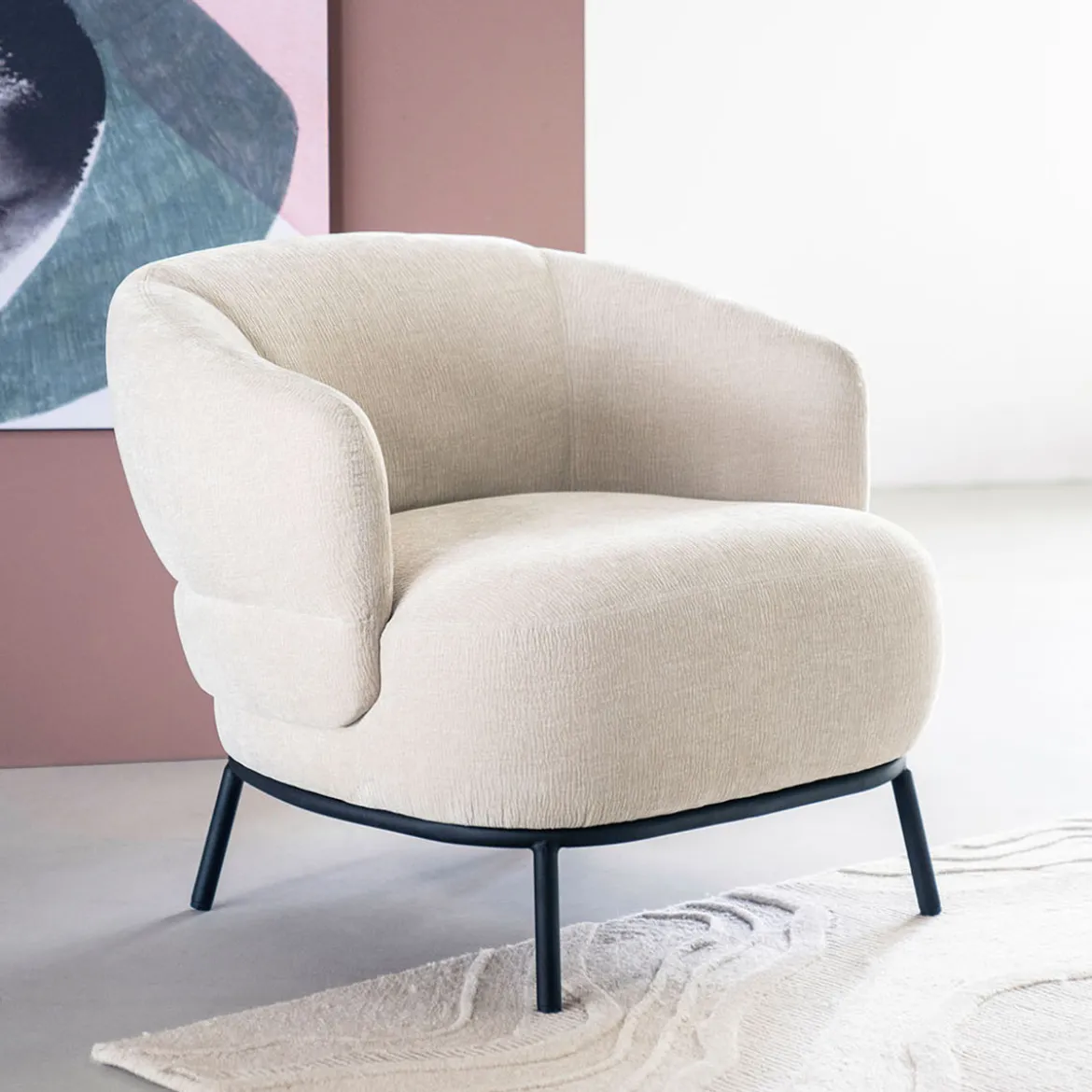 Zachte fauteuil met ronde rug - Eleonora David