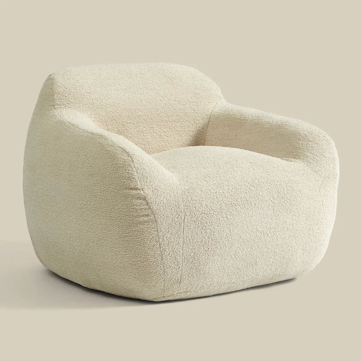 Zachte fauteuil zandkleur stof - Bodio Fluff
