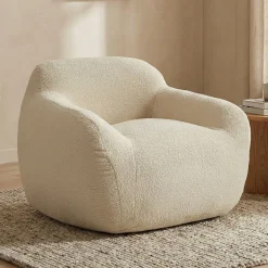 Zachte fauteuil zandkleur stof - Bodio Fluff