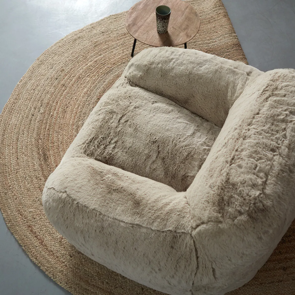 Zachte vacht fauteuil beige - Bodio Fluff