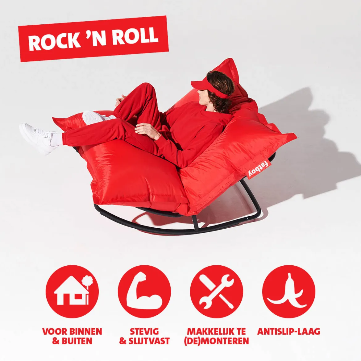 Zitzak voor buiten met schommelstoel - Fatboy Rock n Roll + Original Outdoor